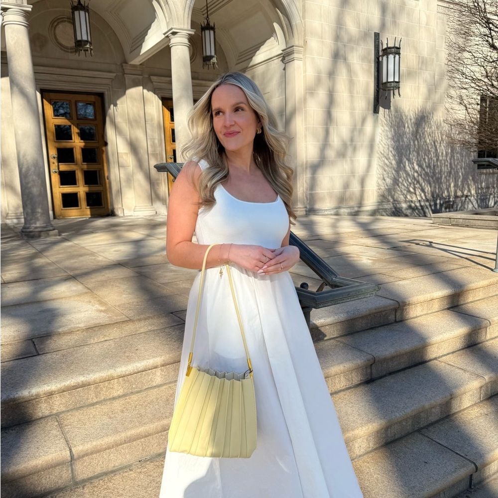 White Sleeveless Scoop Neck Midi Sundress—Mod Ref “Lucinda”